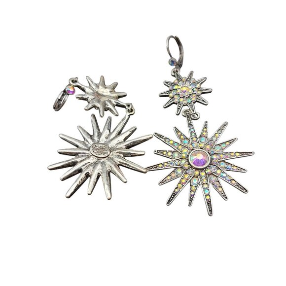 Kirks Folly Vintage Aurora Borealis Starburst Drop Earrings With Original Box - Picture 5 of 7